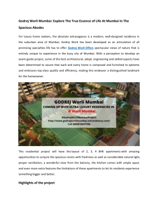 Godrej Worli Mumbai - Newly Built Residential Project