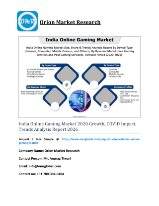 India Online Gaming Market 2020 Growth, COVID Impact, Trends Analysis Report 2026