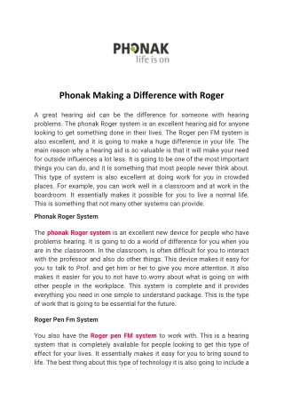 Phonak Making a Difference with Roger