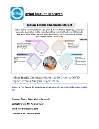 Indian Textile Chemicals Market 2020 Growth, COVID Impact, Trends Analysis Report 2026