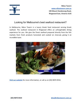 Looking for Melbourne's best seafood restaurant?