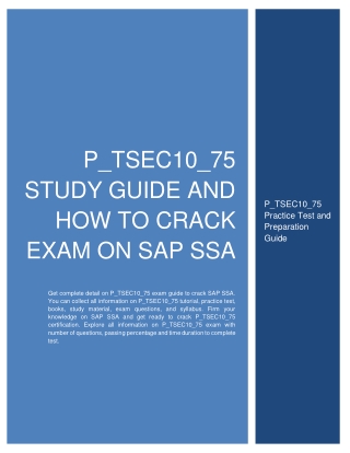 P_TSEC10_75 Study Guide and How to Crack Exam on SAP SSA