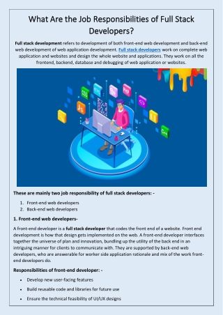 What Are The Job Responsibilities of Full Stack Developer?