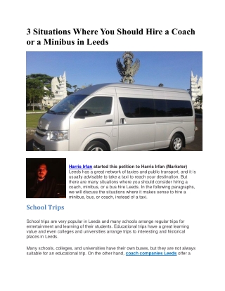 3 Situations Where You Should Hire a Coach or a Minibus in Leeds