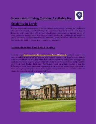 Economical Living Options Available for Students in Leeds