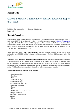 Pediatric Thermometer Market Research Report 2021-2025