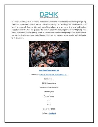 Audio Visual Rental Philadelphia | D24K Sound