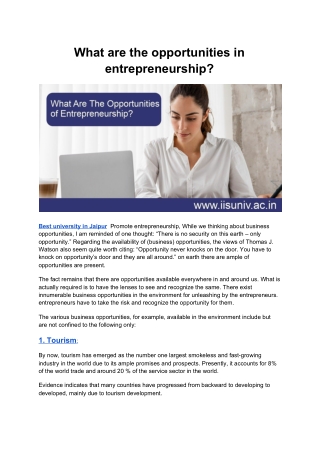 opportunities in entrepreneurship?