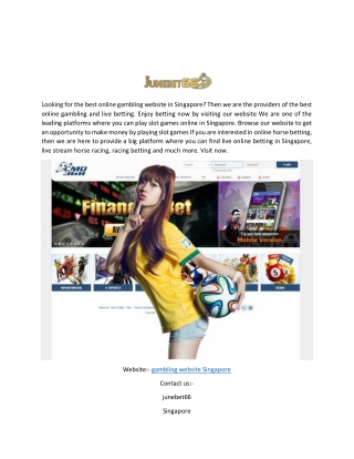 Gambling Website in Singapore | Junebet66.com