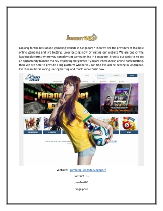 Gambling Website in Singapore | Junebet66.com