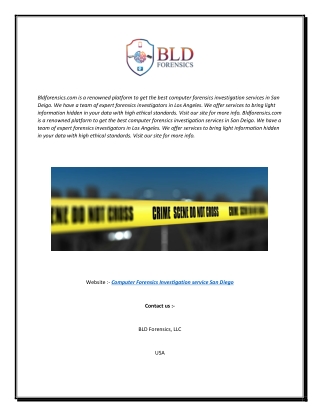 Computer Forensics Investigation Service San Diego | Bldforensics.com