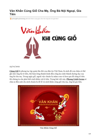 Văn Khấn Cúng Giỗ Cha Mẹ, Ông Bà Nội Ngoại, Gia Tiên