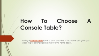 How To Choose A Console Table?