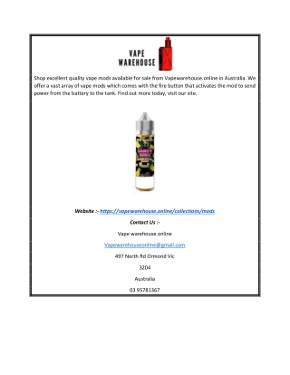 Vape Mods for Sale Australia | Vapewarehouse.online