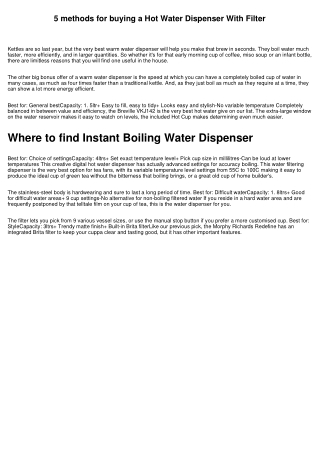 Why you should go for our Instant Hot Water Dispenser