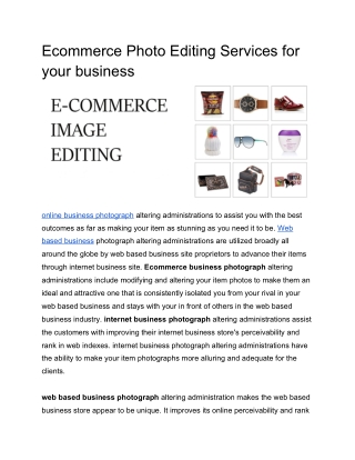 Ecommerce Photo Editing Services for your business
