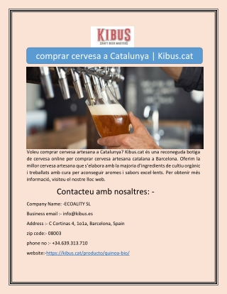 comprar cervesa a Catalunya | Kibus.cat