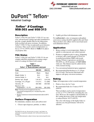 Teflon S Fact Sheets 958-303 and 958-313