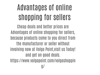 Advantages of online shopping for sellers