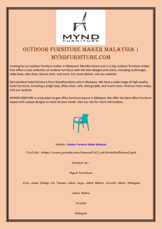 Outdoor Furniture Maker Malaysia | Myndfurniture.com