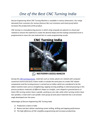 One of the Best CNC Turning India