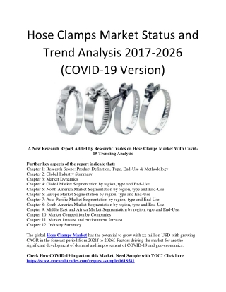 Hose Clamps Market Status and Trend Analysis 2017-2026 (COVID-19 Version)
