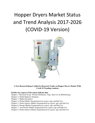 Hopper Dryers Market Status and Trend Analysis 2017-2026 (COVID-19 Version)