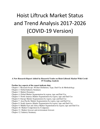 Hoist Liftruck Market Status and Trend Analysis 2017-2026 (COVID-19 Version)