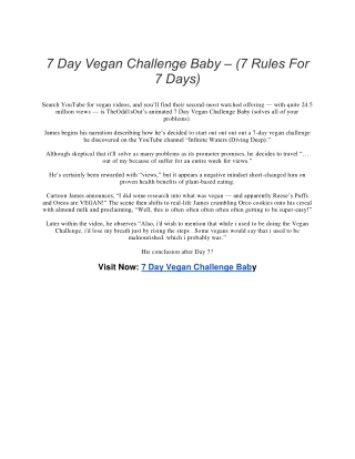 7 Day Vegan Challenge Baby – (7 Rules For 7 Days)