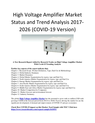 High Voltage Amplifier Market Status and Trend Analysis 2017-2026 (COVID-19 Version)