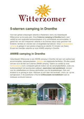 Vakantiepark Witterzomer - 5-sterren camping Drenthe