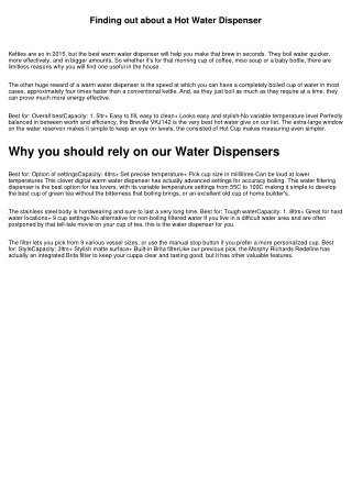 Why our Plumbed Water Dispenser is 5 star rated