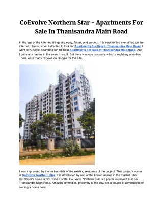 CoEvolve Northern Star - Apartments For Sale In Thanisandra Main Road