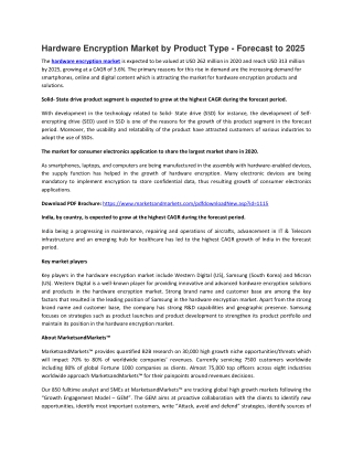 Hardware Encryption Market by Product Type - Forecast to 2025
