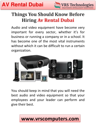 Best Quality Equipment of Av Rental Dubai