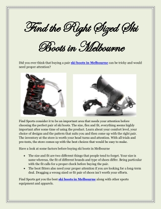 Find the Right Sized Ski Boots in Melbourne