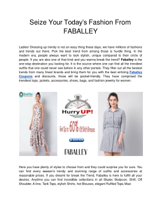 Seize Your Today’s Fashion From FABALLEY