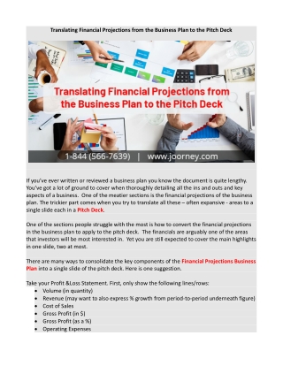 Translating Financial Projections from the Business Plan to the Pitch Deck