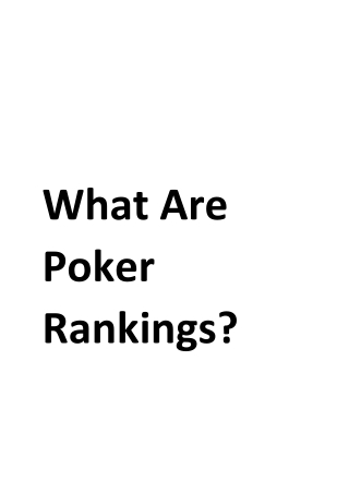 Poker Rankings - What are poker rankings? - Spartan Poker