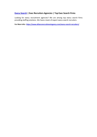 Execu Search | Exec Recruiters Agencies | Top Exec Search Firms