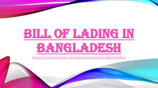 Bill of Lading in Bangladesh