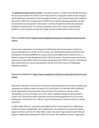 Global Preventive Vaccine Market  Size, Segmentation, Share, Forecast, Analysis, Industry Report to 2020-2026