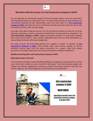 Top  Civil Construction Company in Delhi
