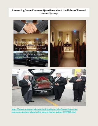 Answering Some Common Questions about the Roles of Funeral Homes Sydney