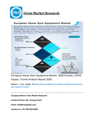 European Home Gym Equipment Market  2020 Growth, COVID Impact, Trends Analysis Report 2026