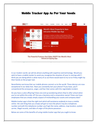 Mobile tracker app as per your needs