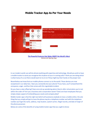 Mobile tracker app as per your needs