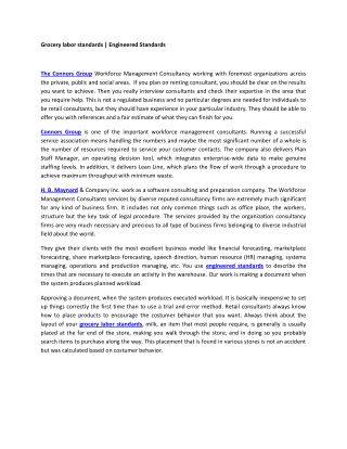 Grocery labor standards - Engineered Standards