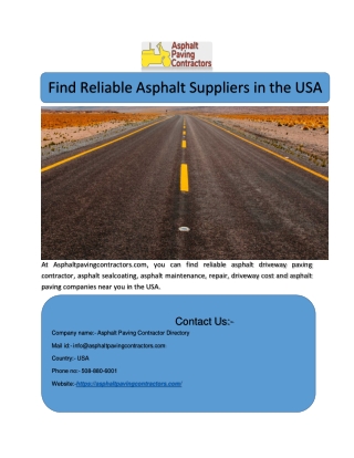 Find Reliable Asphalt Suppliers in the USA