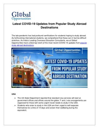 Latest COVID-19 Updates from Popular Study Abroad Destinations